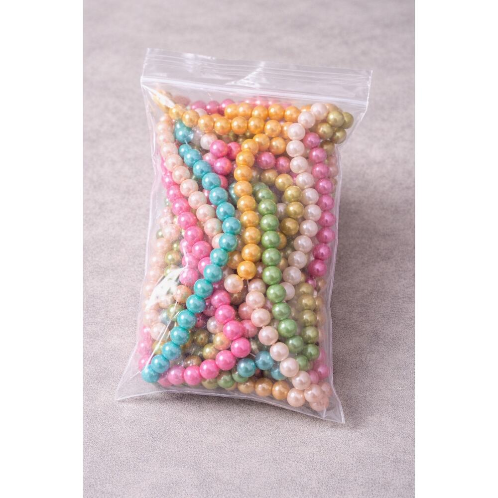 Large Mixed Pastel Faux Pearl Bead Lot Multicolor Strands for Jewelry Making